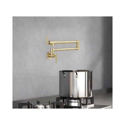 Brushed Gold Brass Dual Handle Kitchen Faucet