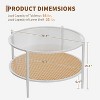 Acekool Boho Round Coffee Table, 30" Water-Wave Glass Top, 2-Tier Faux Rattan Storage, Metal Frame - 3 of 4