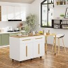 FUFU&GAGA White Modern Sideboard Buffet on Wheels with Extendable Tabletop - 2 of 4