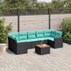 vidaXL 8 Piece Garden Sofa Set with Cushions Black and Blue Poly Rattan - 2 of 4