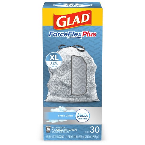 Glad Kitchen Pro 20 Gal Fresh Scent Trash Bags Drawstring 30 Pk