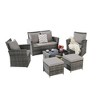 6-Piece Outdoor Patio Rattan Conversation Sofa Set with Tempered Glass Coffee Table - 4 of 4