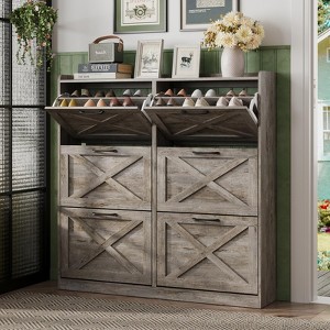 Shoe Storage Cabinet with 6 Flip Drawers - 1 of 4