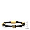 Steeltime Men's black braided leather bracelet with 18kt gold plated nut design - 3 of 4
