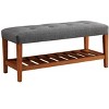 NicBex Storage Bench Shoe Rack Fabric Accent Oak Finish Legs for Bedroom and Entryway, Gray - 3 of 4