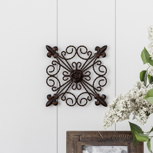 Lavish Home Rustic Metal Wire Stemmed Flower Wall Decor in Brown