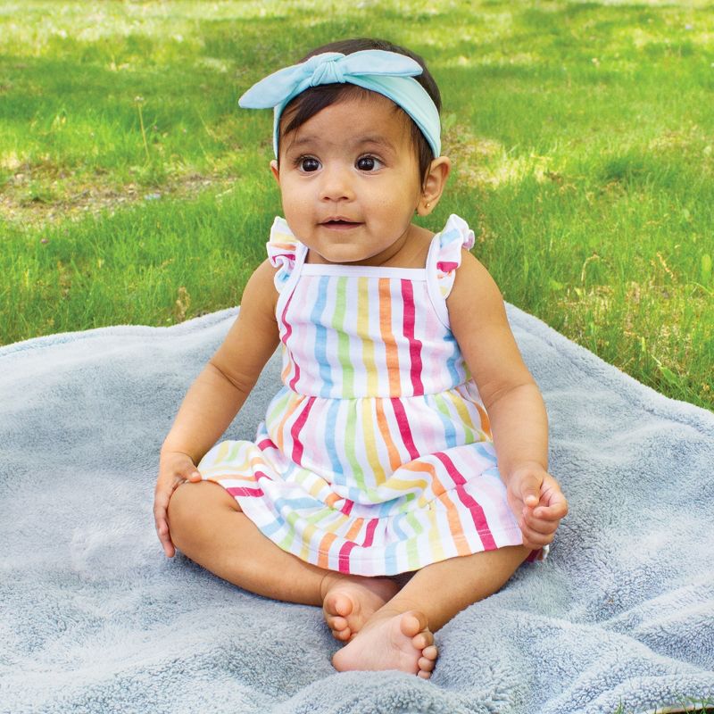 Hudson Baby Girl Cotton Dresses, Rainbow Stripe, 3 of 7