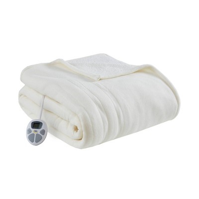 Serta King Fleece to Sherpa Electric Bed Blanket Ivory
