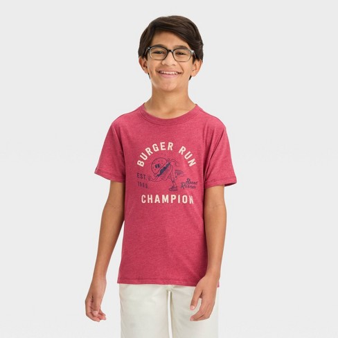 Boys red champion sales shirt