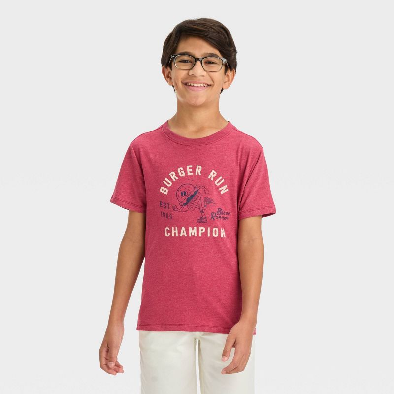 Boys' Short Sleeve 'Burger Run Champion' Graphic T-Shirt - Cat & Jack™ Red, 1 of 6