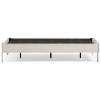 Beige Transitional Twin Platform Bed with Wood Frame