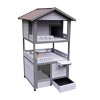 42 Inch Three Story Outdoor Cat House with Balcony Large Cat Shelter Weatherproof Outside Cat House with Drawer & Pvc Door -The Pop Home - 2 of 4