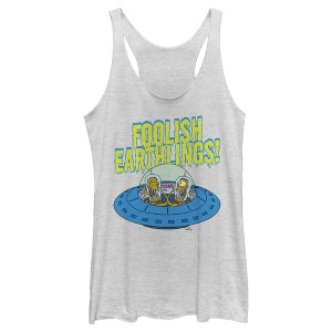 Women's The Simpsons Foolish Earthlings Racerback Tank Top - 1 of 4