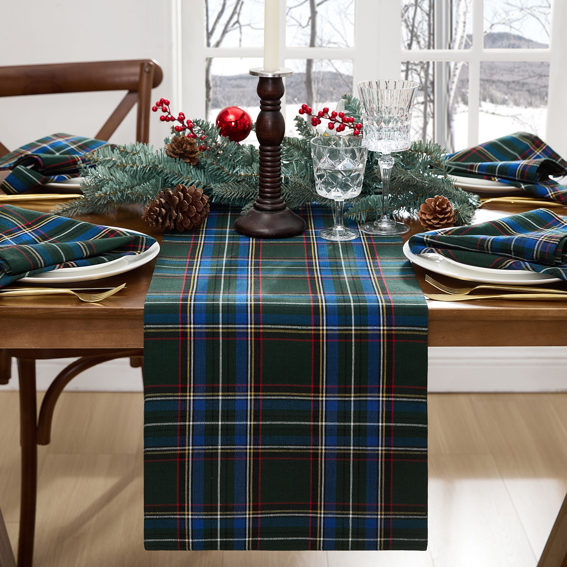 Elrene Stowe Tartan Holiday Plaid Table Runner - Elrene Home Fashions