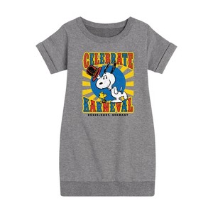 - Peanuts - Snoopy Celebrate Karneval Graphic Short Sleeve Fleece Dress - 1 of 4