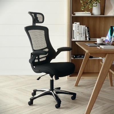 High-Back Black Mesh Swivel Executive Office Chair with Adjustable Arms