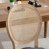 Lyngins French Style Dining Chairs (Set of 2), Linen Upholstered Armless Chair with Rattan Backrest, Solid Wood Kitchen Chairs & Living Room Chair - 4 of 4