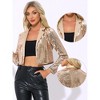 Allegra K Women's Sequin Party Lapel Collar Open Front Crop Sparkle Blazer - 2 of 4