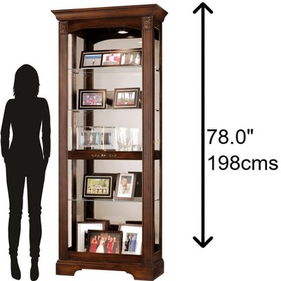 Hampton Cherry Traditional Lighted Curio Cabinet with Glass Shelves