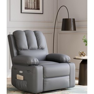 Oversized Electric Recliner Chair with Massage & Heat - 360° Swivel Rocker Power Recliner, Extra Wide 27" Recliner Chair with 1.5X Sponge - 1 of 4
