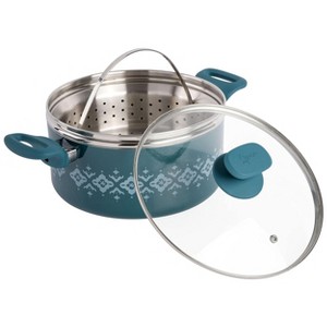 Spice By Tia Mowry Savory Saffron 5 Quart Ceramic Nonstick Aluminum Dutch Oven with Lid and Steamer - 1 of 4