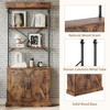 Tall Bookshelf with Doors 73.62in Industrial Storage Open Rack Shelf with Cabinet Wood and Metal Bookcase Farmhouse Bookshelves Large Vintage Display - 4 of 4