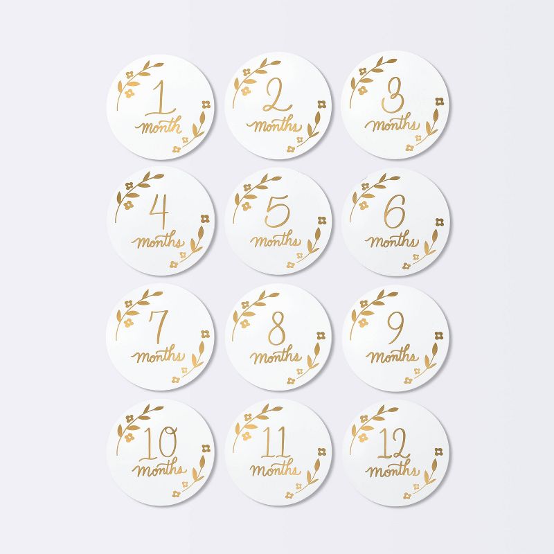 Round Monthly Milestone Cards - Luxe White and Gold - Cloud Island&#8482;, 4 of 5