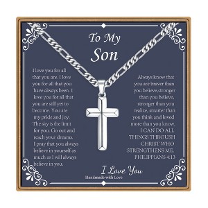 Turandoss Cross Necklace for Men Boys, Gold Silver Black Cross Pendant Necklace, Fathers Day Gifts for Men Boys Husband, Birthday Gifts for Son, 20In - 1 of 4