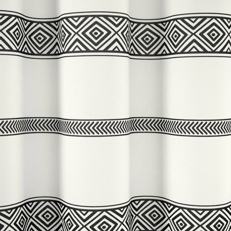 72&#34;x72&#34; Ava Boho Striped Tassel Yarn Dyed Eco-Friendly Recycled Cotton Shower Curtain Black/White - Lush D&#233;cor, 4 of 6