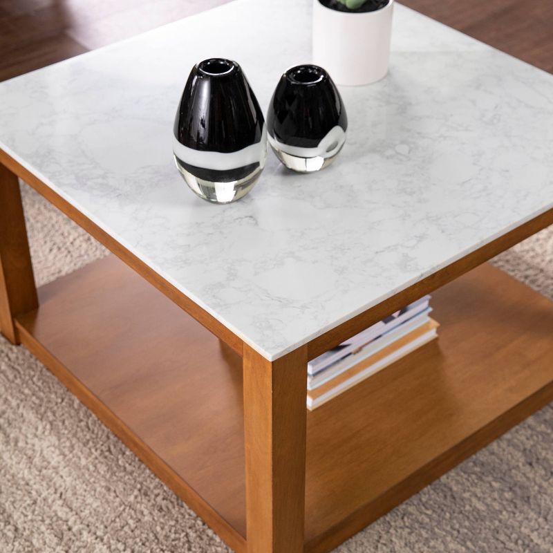 Vebell Square Cocktail Table White/Natural - Aiden Lane, 4 of 10