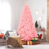 Tangkula 7.5Ft Artificial Christmas Tree Hinged Spruce Full Tree with Metal Stand Pink - 3 of 4