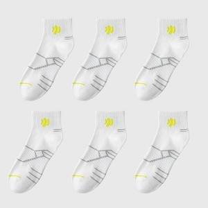 Anna-Kaci Men's Breathable Athletic Ankle Socks 6pk - White - 1 of 4