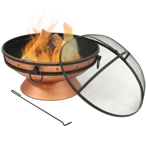 Copper Large Outdoor 30 Wood Burning Fire Pit Bowl Round