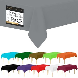 Plastic Tablecloth Disposable, Tablecloths for Rectangle Tables 54 inch. x 108 inch. Fits Tables Up to 8 Feet, Table Cloth for Party - SparkSettings - 1 of 4