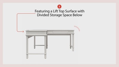 Selena White Wood L-Shaped Desk with Keyboard Tray