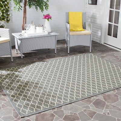 Square Anthracite and Beige Synthetic Indoor/Outdoor Area Rug