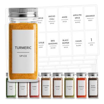 Talented Kitchen Spice Drawer Organizer with Jars and Labels with 18 Empty 4-oz Bottles, 416 Seasoning Labels, 2 Pcs 3-Tier Drawer Trays, 5.9 x 15 in