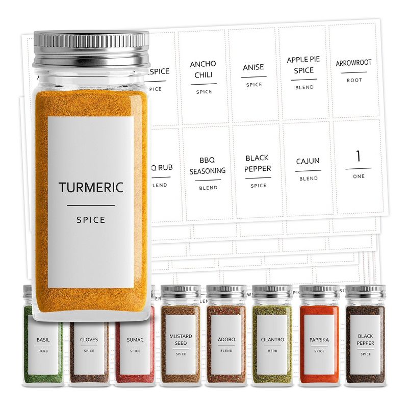 Talented Kitchen 140 Spice Labels Stickers, Preprinted White Minimalist Spice Jar Labels for Herbs Seasonings, Kitchen Spice Rack Pantry Organization, 1 of 9