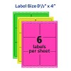 Avery Removable Multipurpose Labels, Sure Feed Technology, 3-1/3" x 4", Assorted Neon, 72 Labels (6482) - 4 of 4