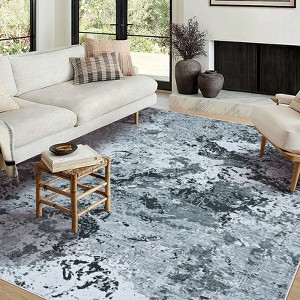 Area Rug Machine Washable Boho Carpet Non Slip Abstract Vintage Indoor - 1 of 4