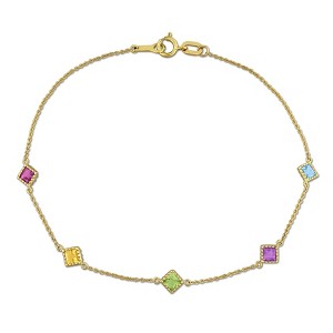 EVERLY JEWELRY | 10k Yellow Gold 3/4 CT TGW Citrine Peridot Swiss Blue Topaz Rhodolite Amethyst Bracelet With Chain,7 inch - 1 of 4