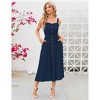 Clearlove Women's Casual Summer Midi Dress Spaghetti Strap Button Down Sleeveless A-Line Beach Swing Sundress - 2 of 4