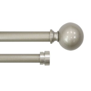 Lumi Home Furnishings 66"x120" Decorative Drapery Double Rod with Ball and End Cap finials Silver - 1 of 4