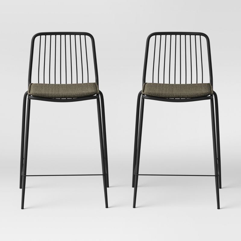 Set of 2 Sodra Rounded Seat Wire Counter Height Barstool Black - Threshold&#8482;, 1 of 7