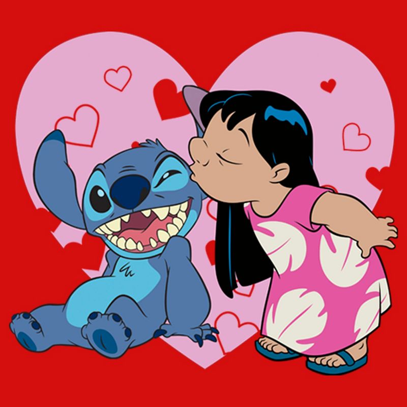 Girl's Lilo & Stitch Valentine's Day Kisses T-Shirt, 2 of 6