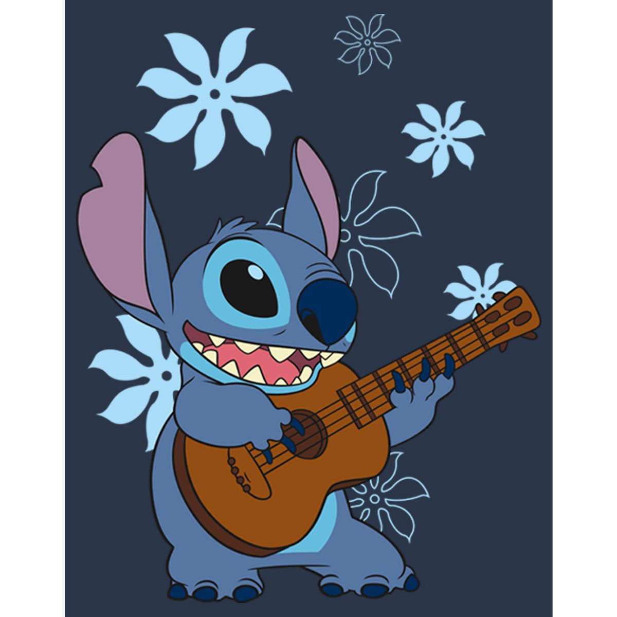 Juniors Womens Lilo & Stitch Floral Ukulele Dance Racerback Tank Top - thumbnail 10