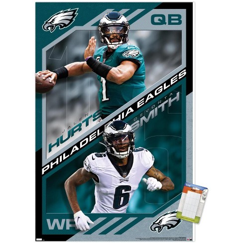 Trends International NFL Philadelphia Eagles - Jalen Hurts & DeVonta Smith  21 Unframed Wall Poster Print White Mounts Bundle 22.375 x 34