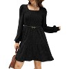 Square Neck Long Sleeve Babydoll Sweater Dress | Casual Fall Dress for Women Black - 4 of 4