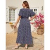 BLUEMING Plus Size Womens Dresses Floral Surplice A-Line Maxi Dress Waist Belted Floral Maxi Dress Wasit Tie Bell Sleeve Dress - 2 of 4