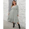 BLUEMING Womens Plus Size Ribbed Knit Sweater Dress Long Sleeve Square Neck Flowy Comfy Casual Dress - 3 of 4